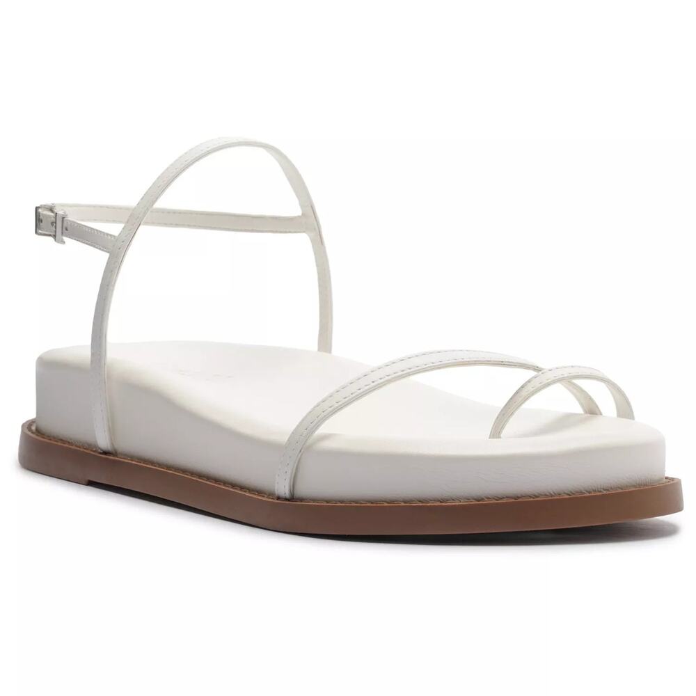 Schutz Women Azzy Sporty Flatform Slingback Sandals Size US 7B White Leather
